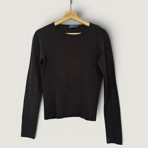 Polo Ralph Lauren Women's Black Long Sleeve Shirt Size Large Soft Knit Top